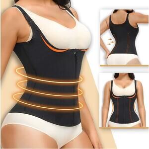 YADIFEN Womens Waist Trainer Vest Zipper Corset Body Shaper Tummy Control Small